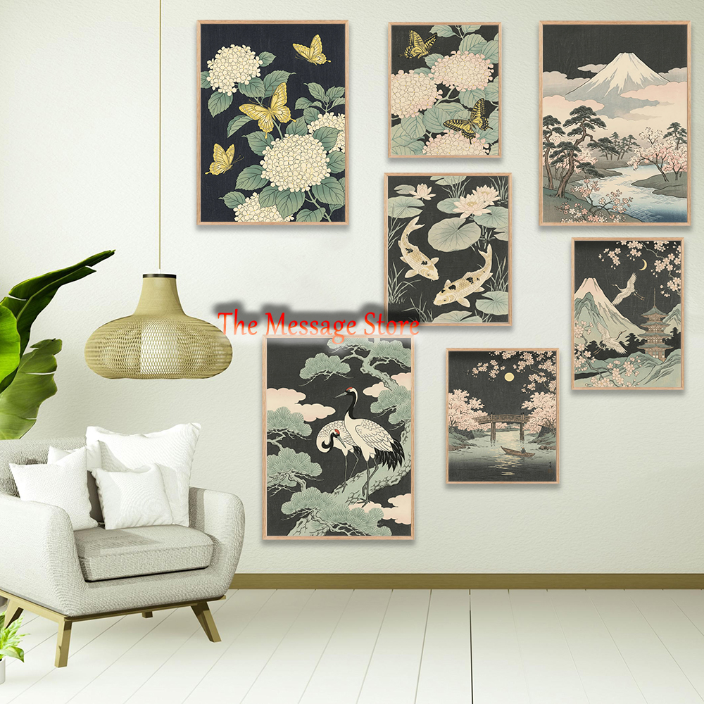 Japanese Lifestyle Home - Japanese Cherry Bloom Fuji River Traditional