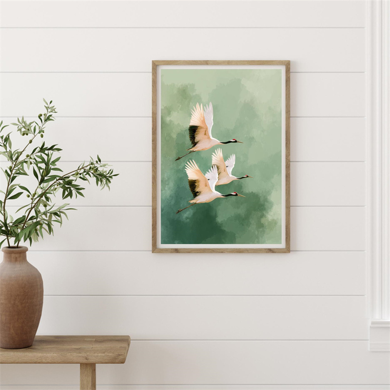 Vintage Crane Flying Birds Flo - Japanese Lifestyle Home 리뷰 및 가격