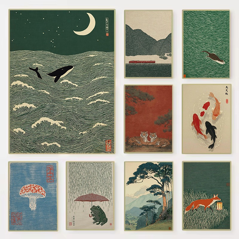 Vintage Japanese Style Illustr - Japanese Lifestyle Home 리뷰 및 가격