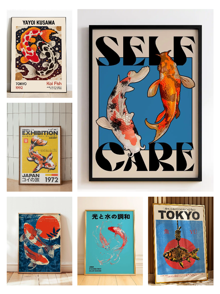Japanese Red Koi Fish Canvas P - Japanese Lifestyle Home 리뷰 및 가격