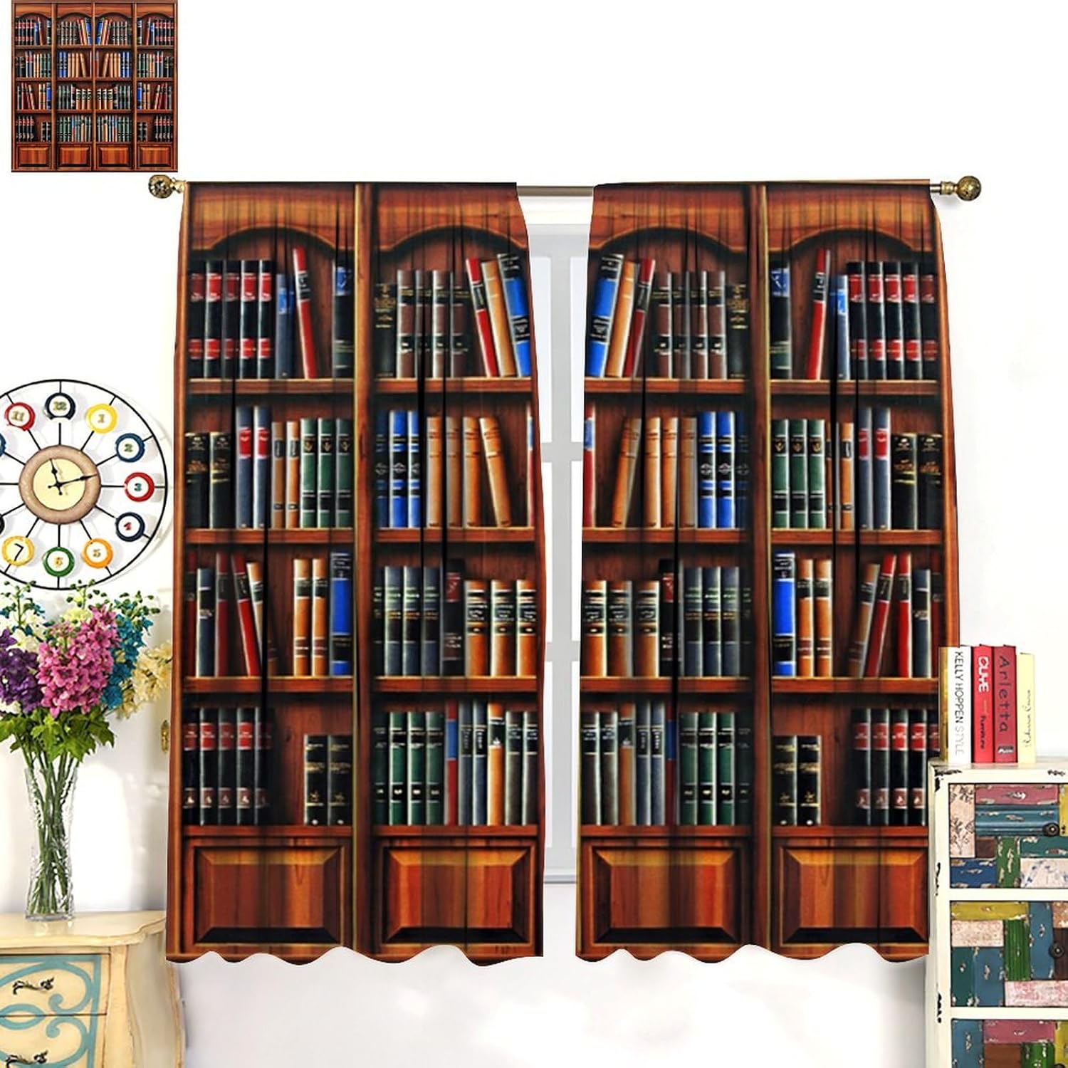 Retro Bookcase Curtains,Vintag - Japanese Lifestyle Books 리뷰 및 가격